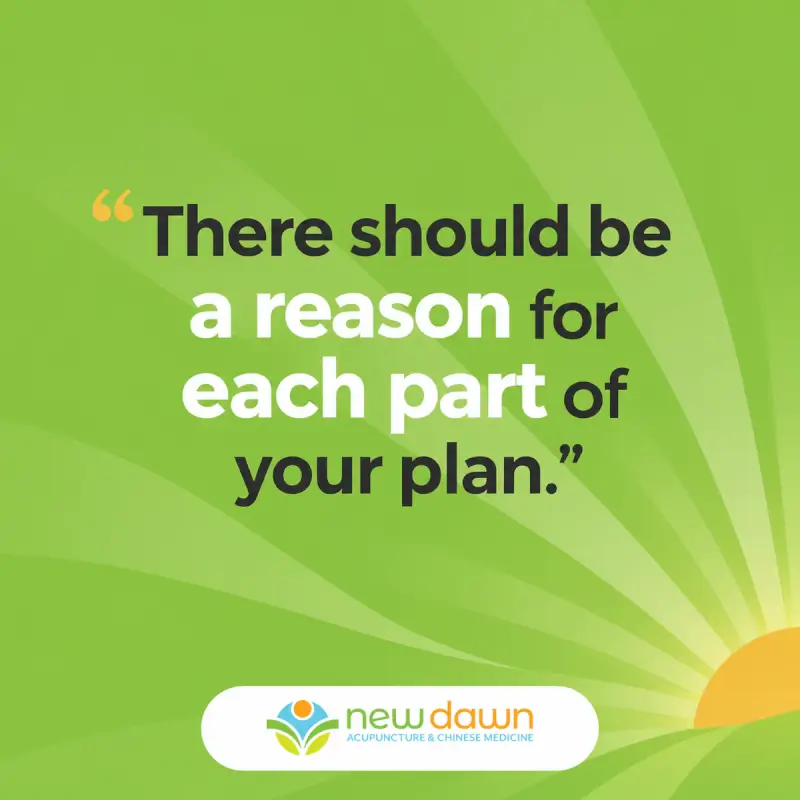 New Dawn Acupuncture quote: There should be a reason for each part of your plan.